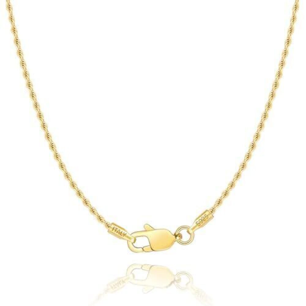 8107 18K Gold Plated Chain Necklace , 1.35mm Rope Chain Necklace 18K Gold